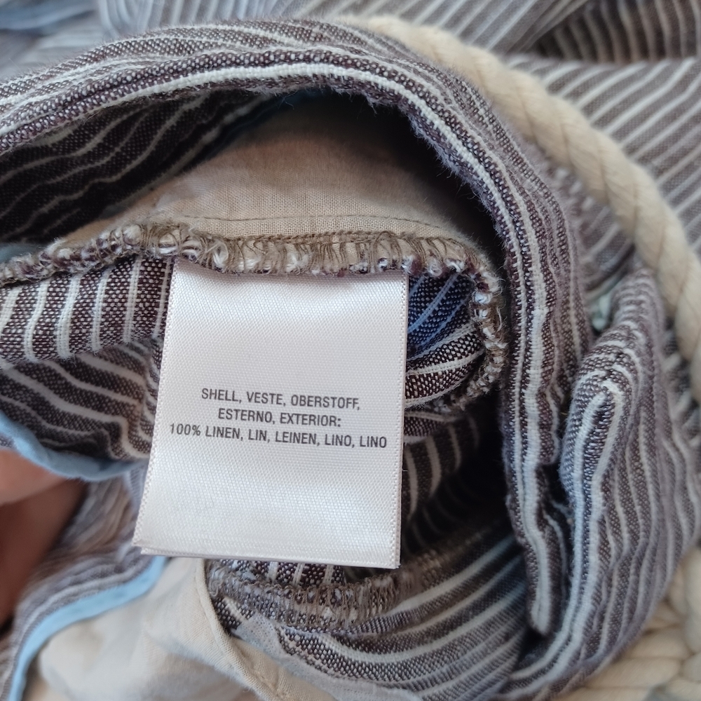 Ett Twa Anthropologie Striped Wide Leg Pants Brown White Rope Belt Tassel Size 2 - Picture 5 of 15